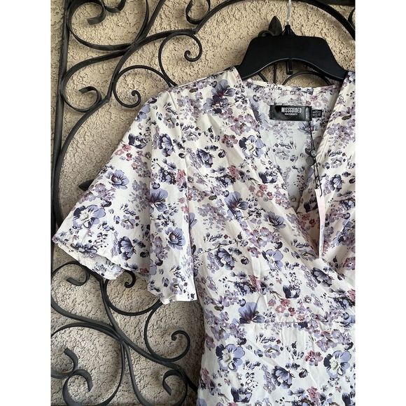 Missguided Maternity Front tie mini Dress - Size 2 - Floral Lilac / Multicolored - Picture 3 of 12